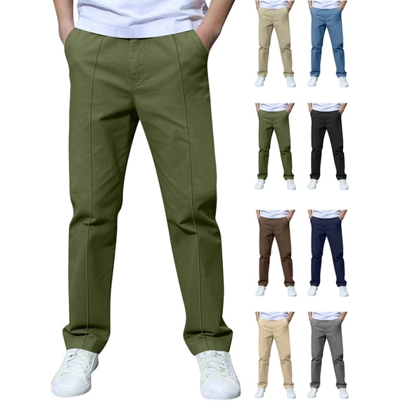 Ndbuld Boys Cargo Jogger Pants Solid Color Long Pants Children's Casual Versatile Pants Children's Outerwear Pants Army Green 3-4 Years