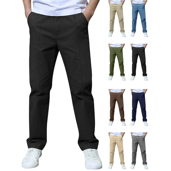 Ndbuld Boys Cargo Jogger Pants Solid Color Long Pants Children's Casual Versatile Pants Children's Outerwear Pants Black 5-6 Years