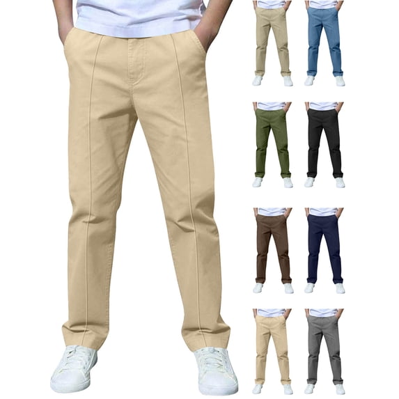 Ndbuld Boys Cargo Pants Solid Color Long Pants Children's Casual Versatile Pants Children's Outerwear Pants Khaki 7-8 Years
