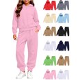 thumbnail image 1 of Ndbuld Boys Girls Full Zip Hoodie Jogger Pants Tracksuit, Casual Solid Color Sweatsuit Outfit with Kangaroo Pocket, 1 of 7