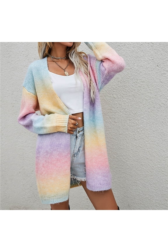 Cardigan for Women Colorful Elegant Long Knitted Shirt Loose Sweater Cardigan Jacket Sweater Jacket,Pink,L