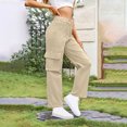 thumbnail image 1 of Ndbuld Cargo Pants Ladies' Casual Loose Wide Leg High Waist Pocket Work Pants Straight Leg Pants,S,Beige, 1 of 1
