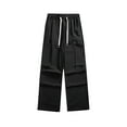 thumbnail image 1 of Ndbuld Cargo Pants Men's Solid Color Pocket Workwear Pantscasual Straight Leg Pants on Clearance,Black,XL, 1 of 1