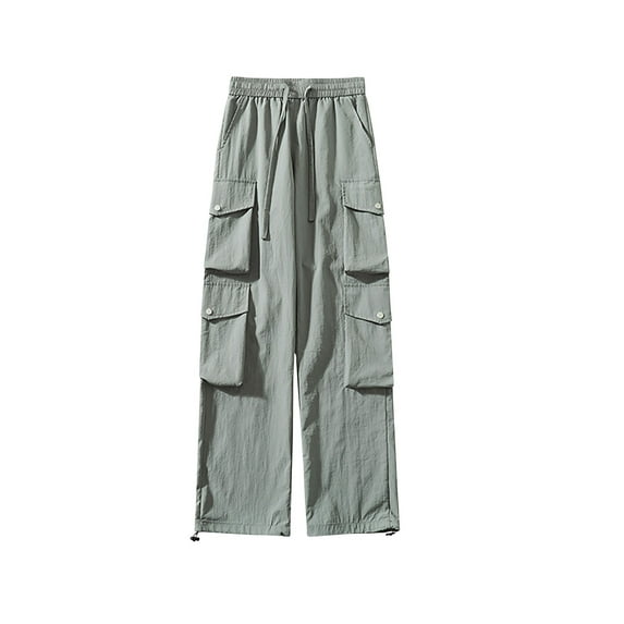 Ndbuld Cargo Pants Men's Solid Color Pocket Workwear Pantscasual Straight Leg Pants,Gray,3XL