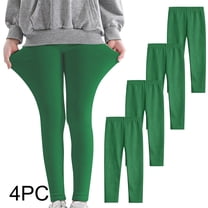Ndbuld Children's Clothing Girls School Uniform Pants 4PC Toddler Kids Comfortable Leggings For Girls Leggings Great For Softness And Breathability Pants ,Green,120cm/47.24in (7 Years)