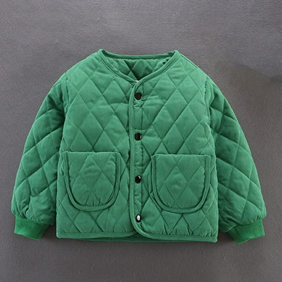 Ndbuld The Children's Place Baby & Toddler Boys 2-8 Years Children's Casual Solid Color Pocket Button Warm Cotton Clothing Long Sleeved Hooded Casual Jacket/jacket 120,2-8 Years