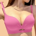 thumbnail image 1 of Ndbuld Large Size Women's Bra Women's No Steel Ring Backless Sexy Seamless Push-Up U-Shaped Beautiful Back Underwear Everyday Bras,Pink,XL, 1 of 8