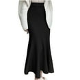 thumbnail image 1 of Ndbuld Womens Skirt Elastic High Waist Long Maxi Skirt Ladies' Solid Color French Fishtail Skirt Fashionable High Waist Mid Length Knitted Hip Hugging Skirt,Black, 1 of 6