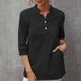 thumbnail image 1 of Ndbuld Cloths for Women Womens V Neck Striped Button Down Shirts Long Sleeve Tunic Tops Black M, 1 of 6