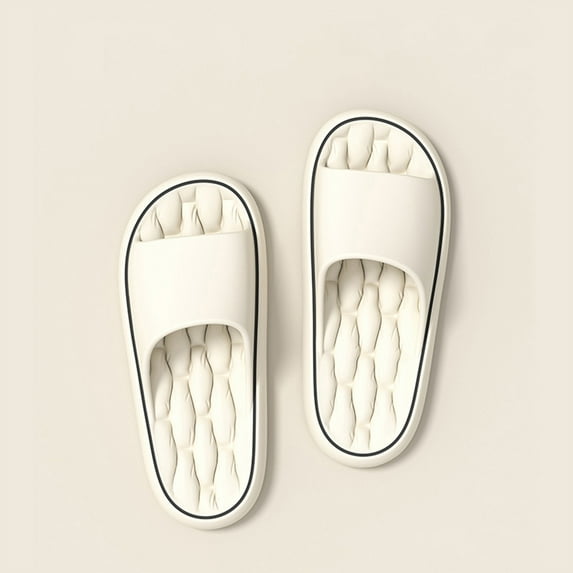 Cloud Slippers for Women and Men, Pillow House Slippers Shower Shoes Indoor Slides Bathroom Sandals, Ultimate Comfort, Lightweight, Thick Sole, Non-Slip, Easy to Clean White