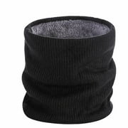 Ndbuld Early Access Deals Warm Neck Protector Winter Fleece Windproof Scarf Unisex Double-Layer Warm Neck Cover Plush And Thickened Knitted Neck Cover,Black