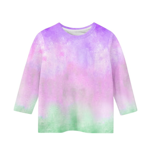 Ndbuld Girls Long Sleeve Shirts Soft Cotton Crewneck Girls' Basic Long-Sleeve T-Shirts Toddlers' Tagless Tees Deal of The Week Multicolor 140cm/55in 7Y