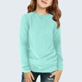 thumbnail image 1 of Ndbuld Girls Long Sleeve Shirts Soft Crewneck Long-Sleeve T-Shirts Basic Tagless Layering Tees Clearance Under 10 Blue cm/0in 11Y, 1 of 8