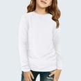 thumbnail image 1 of Ndbuld Girls Long Sleeve Shirts Soft Crewneck Long-Sleeve T-Shirts Basic Tagless Layering Tees Clearance Under 10 White cm/0in 5Y, 1 of 8
