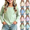 thumbnail image 1 of Ndbuld Girls Long Sleeve Slim Tops Long Sleeve Thermal Shirt, Soft Brushed Turtleneck Top Green, 1 of 6