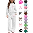 thumbnail image 1 of Ndbuld Girls Winter Hoodie with Wide Leg Pants Set, Soft Fleece Lined Tracksuit for Daily Wear and Family Outings, 1 of 6