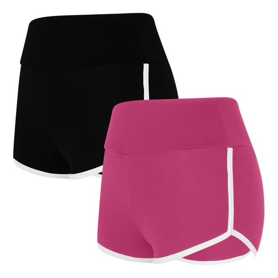 Ndbuld High Waist Yoga Shorts for Women Summer Solid Color Shorts for Women Casual Loose Comfy Elastic Waist Yoga Athletic Short Pants Trendy Beach Shorts Summer Clearance Hot Pink 2XL