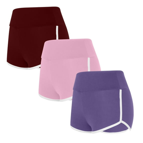 Ndbuld High Waisted Biker Shorts for Women 3PCS Solid Color Shorts for Women Casual Loose Comfy Elastic Waist Yoga Athletic Short Pants Trendy Beach Shorts Gift for Girls Multicolor XL