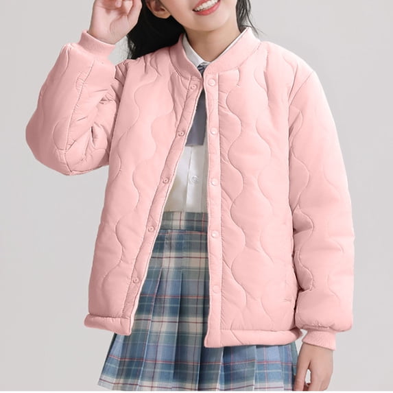 Ndbuld Hooded Puffer Jackets for Boys and Girls Children's Winter Jacket With Fleece Versatile Inner Lining For Large Children Suitable For Both Inside And Outside Wear Warm Winter Top Pink 7 Years