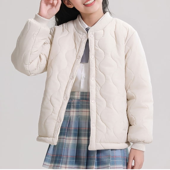 Ndbuld Hooded Puffer Jackets for Boys and Girls Children's Winter Jacket With Fleece Versatile Inner Lining For Large Children Suitable For Both Inside And Outside Wear Warm Winter Top Beige 9 Years