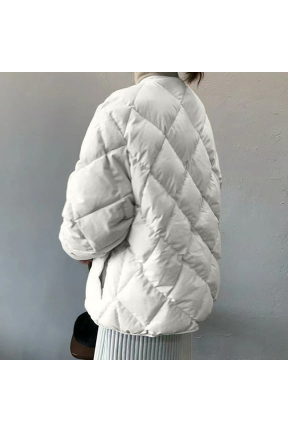 JJackets for Women Packable Ultralight Short Full Zip Down Jacket Business Casual Insulated Quilted Stretch Lightweight Wind and Snow Jacket Warm and Lightweight Winter Jacket ,M-2XL,White