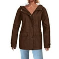 thumbnail image 1 of Ndbuld Jacket for Women Women’s Solid Rain Jacket Outdoor Jackets Hooded Raincoat Windproof S-5XL,Brown,3XL, 1 of 7