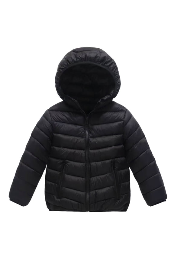 Kids Boy's Winter Coat Fleece Lined Waterproof Jacket Children's Winter Solid Color Casual Sports Warm And Thick Down Jackets Top For Kids Black 8-9Years