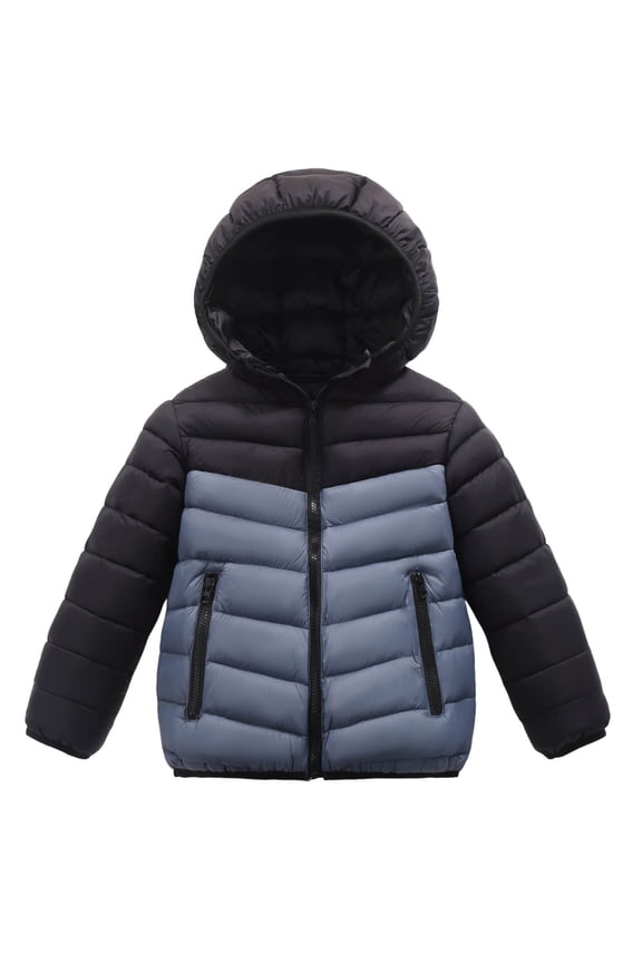 Kids Boy's Winter Coat Fleece Lined Waterproof Jacket Children's Winter Solid Color Casual Sports Warm And Thick Down Jackets Top For Kids Gray 8-9Years