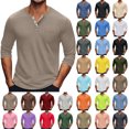 thumbnail image 1 of Ndbuld Long Sleeve Shirts for Men Henley Big And Tall Pullover Solid Tops , Pocket Round Collar Mens Shirts Lightweight Gold Xxl, 1 of 6