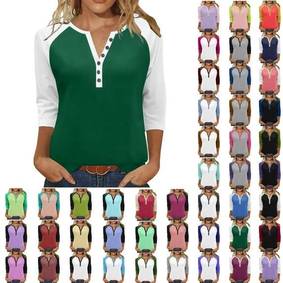 Ndbuld Long Sleeve Shirts for Women Crew Neck Casual Fall Fashion Blouses Basic Tunic Tops Dressy Work Clothes Green XL