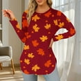 thumbnail image 1 of Ndbuld Long Sleeve Shirts for Women Crewneck Sweatshirt Casual Pullover Ladies Tops and Blouses Red M, 1 of 3