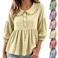 thumbnail image 1 of Ndbuld Longsleeve Tops Women Long-Sleeve Collar Button Pullover Top,Red,M, 1 of 5