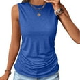 thumbnail image 1 of Loose Fit Tank Tops Casual Summer T Shirts Summer Women Solid Color RoundNeck Pocket Sleeveless Casual Tee Tops Tank Blue S, 1 of 9