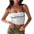 thumbnail image 1 of Ndbuld Loose Fit Tank Tops Casual Summer T Shirts Womens Sexy Sleeveless High Neck Crop Tops Workout Cute Racerback Cropped Tank Tops Summer Clothes Teen Girls Sales Today Clearance White M, 1 of 1
