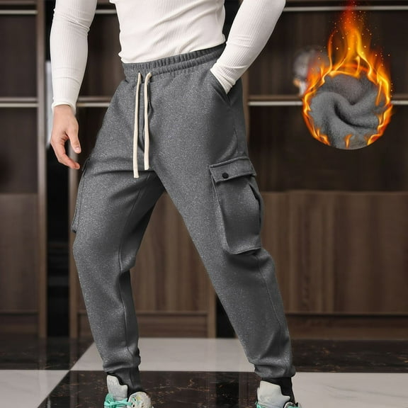 Ndbuld Men's Casual Cargo Pants Men's Wear Multi-Pocket Elastic Waist Overalls Outdoor Casual Pants Gray,S