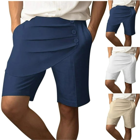 Ndbuld Men's Hiking Cargo Shorts Dress Lightweight 9" Outdoor Sports Work Shorts Golf Casual Hike Camping with 4 Pockets on Clearance Dark Blue S