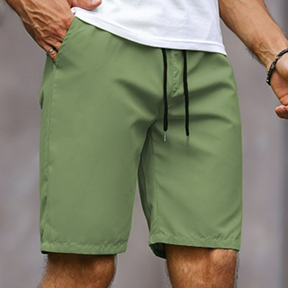 Ndbuld Men's Hiking Shorts Quick Dry Outdoor Cargo Fishing Tactical Shorts Men's Summer Solid Color Straight Leg Shorts Cropped Shorts Casual Sports Shorts Green S