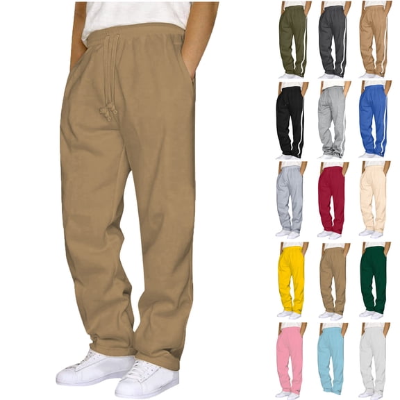 Ndbuld Men's Straight-Fit Casual Stretch Chino Pant Mens Fashion Joggers Sports Pants - Pants Sweatpants Trousers Mens Long Pants Khaki,XL