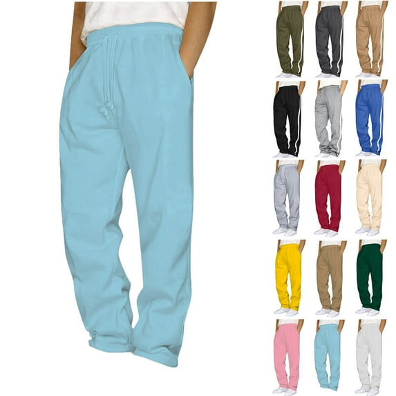 Ndbuld Men's Straight-Fit Casual Stretch Chino Pant Mens Fashion Joggers Sports Pants - Pants Sweatpants Trousers Mens Long Pants Light Blue,S