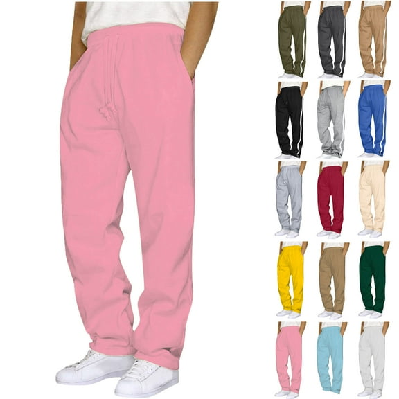 Ndbuld Men's Straight-Fit Casual Stretch Chino Pant Mens Fashion Joggers Sports Pants - Pants Sweatpants Trousers Mens Long Pants Pink,3XL