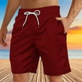 thumbnail image 1 of Ndbuld Men's Swim Trunks Men Swimsuit Men's Casual Independence Day Printed Drawstring Trouser Beach Shorts Pants With Pocket Clearance Under 10 Wine XL, 1 of 4