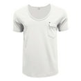 thumbnail image 1 of Ndbuld Men's T-Shirts Men Henley Shirts Casual Stylish Basic Short Sleeve Fashion T-Shirt Men's Solid Color Beach Gym Pocket Short Sleeve Round-Neck Blouses Shirts Evergreen White XL, 1 of 4