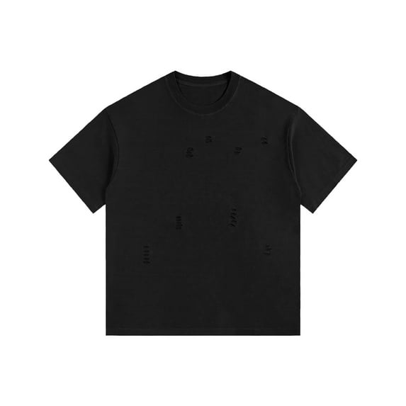 Ndbuld Men's T-Shirts Men's Vintage Solid Color Destruction Casual Short Sleeved Round Neck Shirts Clearance & More Savings！Black,M