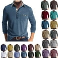 thumbnail image 1 of Men's Tops Long Sleeve Shirts Pocket Casual Solid Cotton Blend Drop Cut Collared Shirts,Fashion Shirts Long Sleeve Button Cotton T-Shirt with Pocket,Purple,XL, 1 of 6