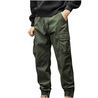 Ndbuld Mens Cargo Pants Water Resistant Relaxed Fit Hiking Work Pants Men's Fashion Casual Solid Color Cargo Zipper Pockets Elastic Waist Full Length Pants Sales Today Clearance,Army Green,4XL