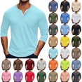 thumbnail image 1 of Ndbuld Mens Henley Big And Tall Shirts Long Sleeve Pullover Plain , Tops Lightweight Pocket Crewneck Shirts for Men Mint Green Xxxxxl, 1 of 6