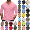 thumbnail image 1 of Ndbuld Mens Henley Big And Tall Shirts Long Sleeve Pullover Tops , Pocket Spring/Winter Crew Neck Shirts for Men Solid Pink M, 1 of 6