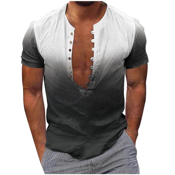 Ndbuld Mens Short Sleeve Casual Shirt Men Casual Fashion Printing Turn-down Collar Long Sleeve Breathable Shirt Blouse Tops Short Sleeve Turndown Collar Blouse Shirt S-5XL,White 5XL