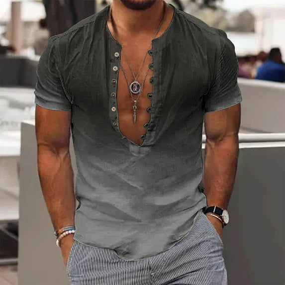 Ndbuld Mens Short Sleeve Casual Shirt Men Casual Fashion Printing Turn-down Collar Long Sleeve Breathable Shirt Blouse Tops Short Sleeve Turndown Collar Blouse Shirt S-5XL,Black 4XL