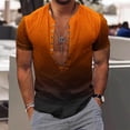 thumbnail image 1 of Ndbuld Mens Short Sleeve Casual Shirt Men Casual Fashion Printing Turn-down Collar Long Sleeve Breathable Shirt Blouse Tops Short Sleeve Turndown Collar Blouse Shirt Up to 30% off S-5XL,Orange S, 1 of 1